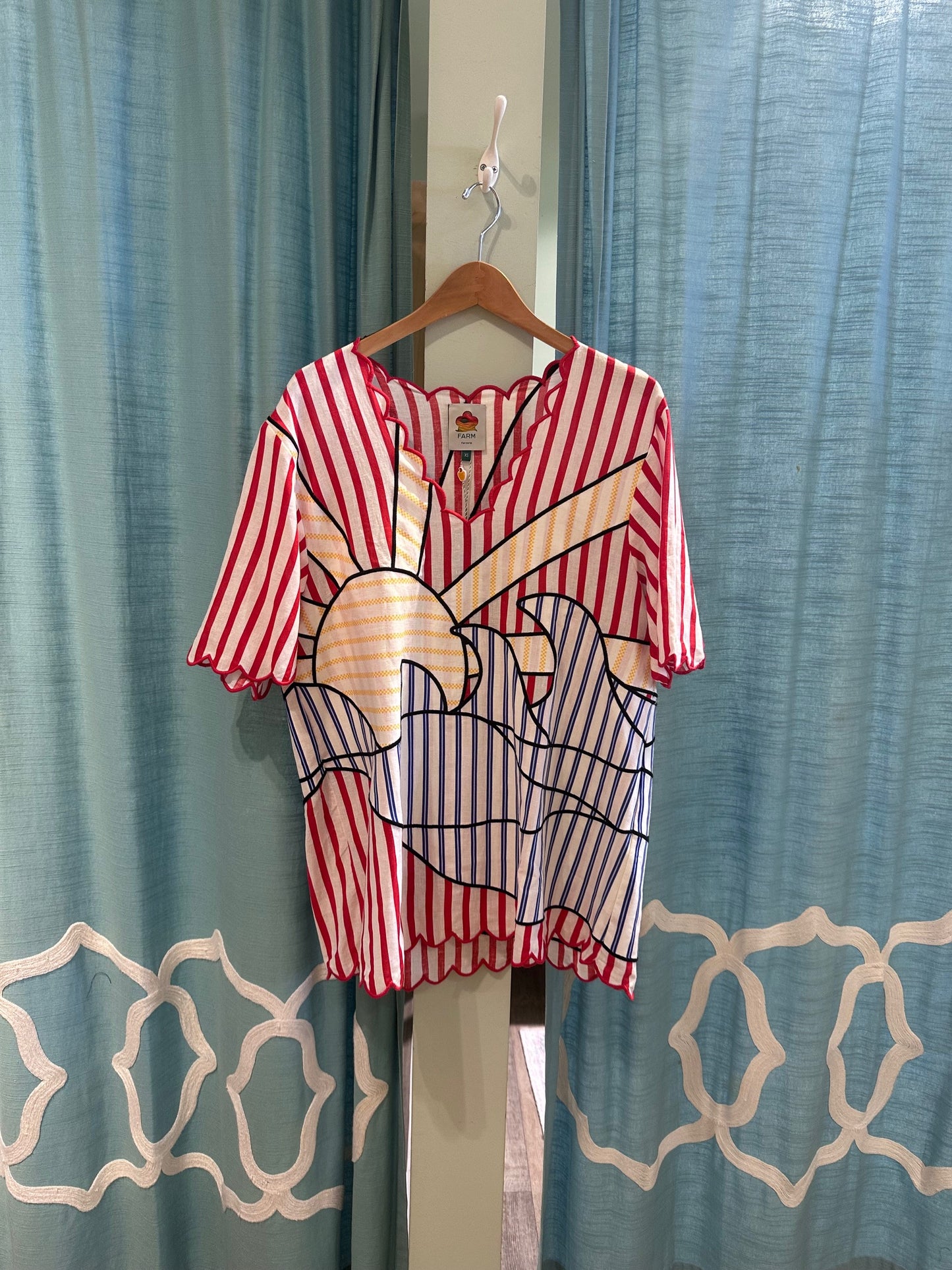 NAVY STRIPES OFF-WHITE MINI DRESS