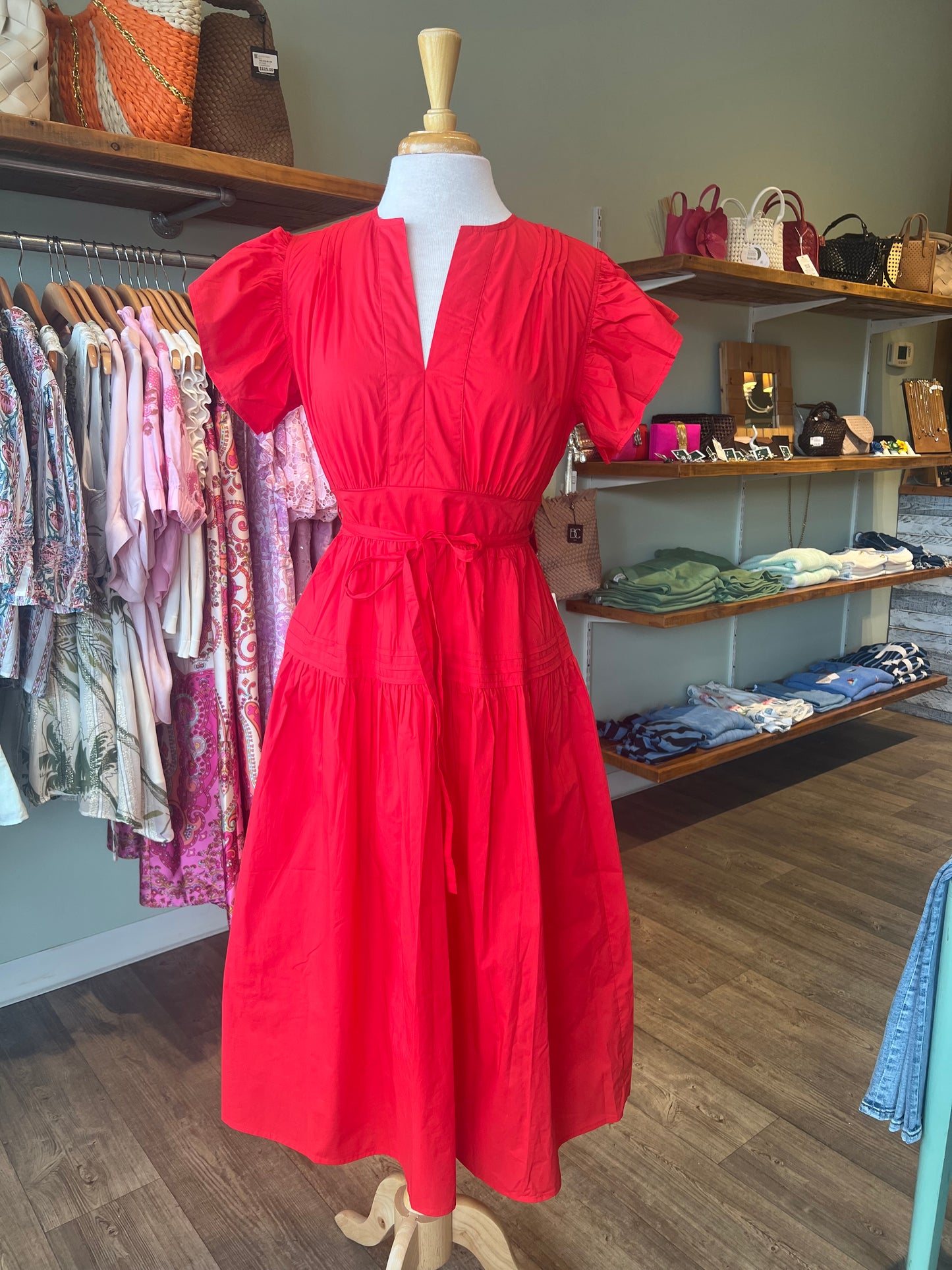 CALA DRESS - RED POPLIN