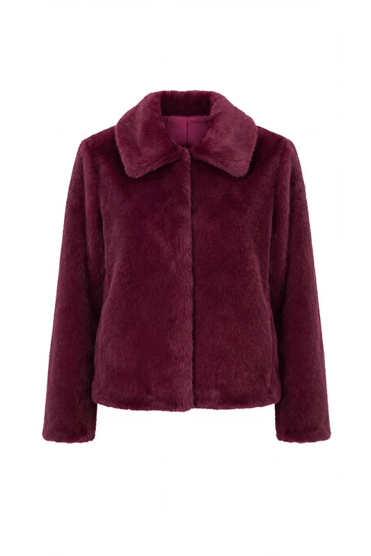 COLLARED FAUX FUR JACKET