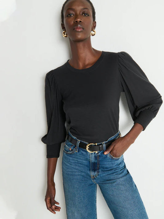 LOREN PEASANT TEE-BLACK