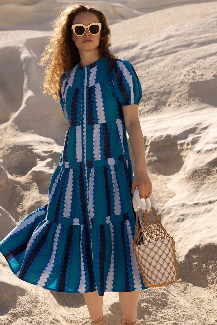 SCOOP TIERED MIDI-BLUE