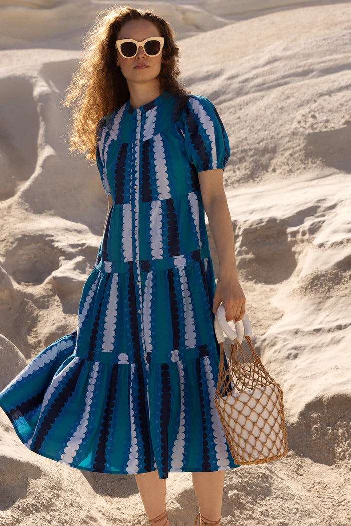 SCOOP TIERED MIDI-BLUE