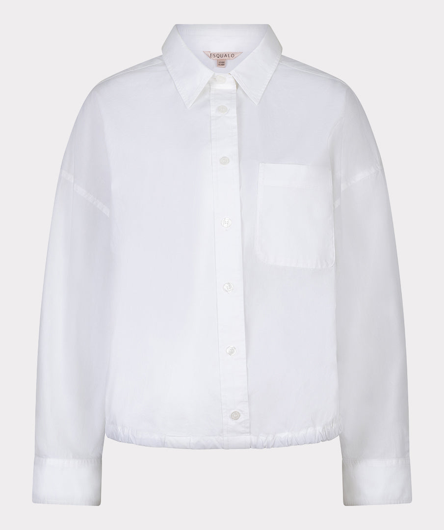 CROPPED FOLDED CUFF SLV BLOUSE - WHITE