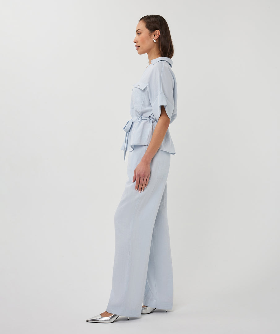 BLOUSE W ZIPPER FINE CRINKLE
