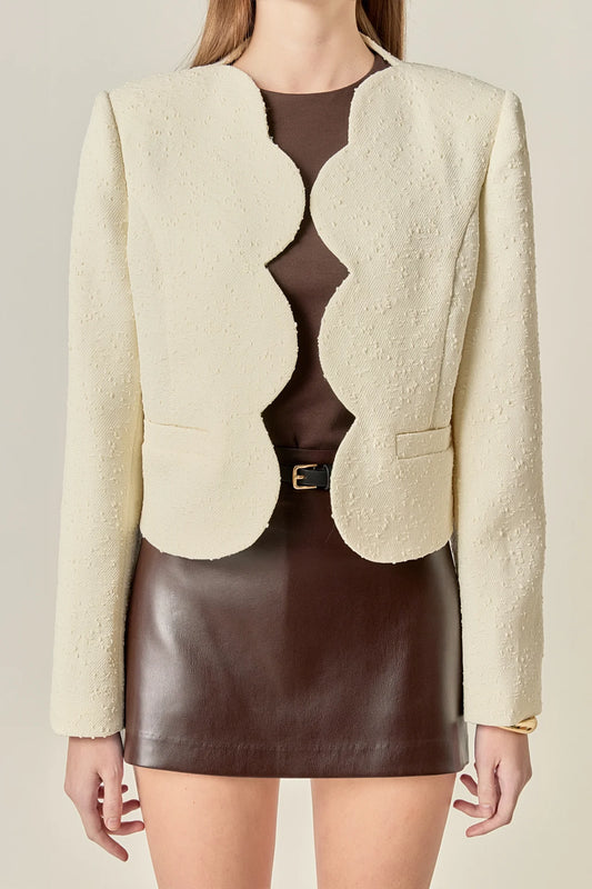 SCALLOPED JACKET - WINTER WHITE
