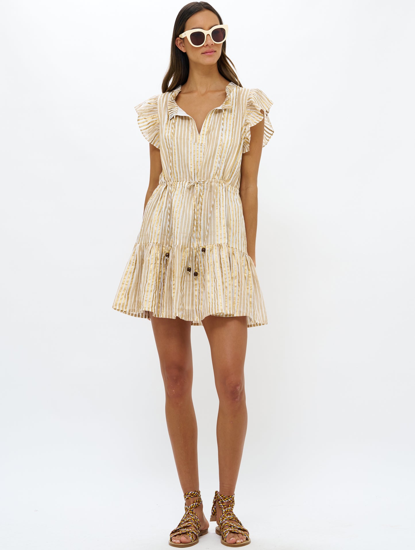 CINCHED FLIRTY SHORT - SAMOA TAN GOLD