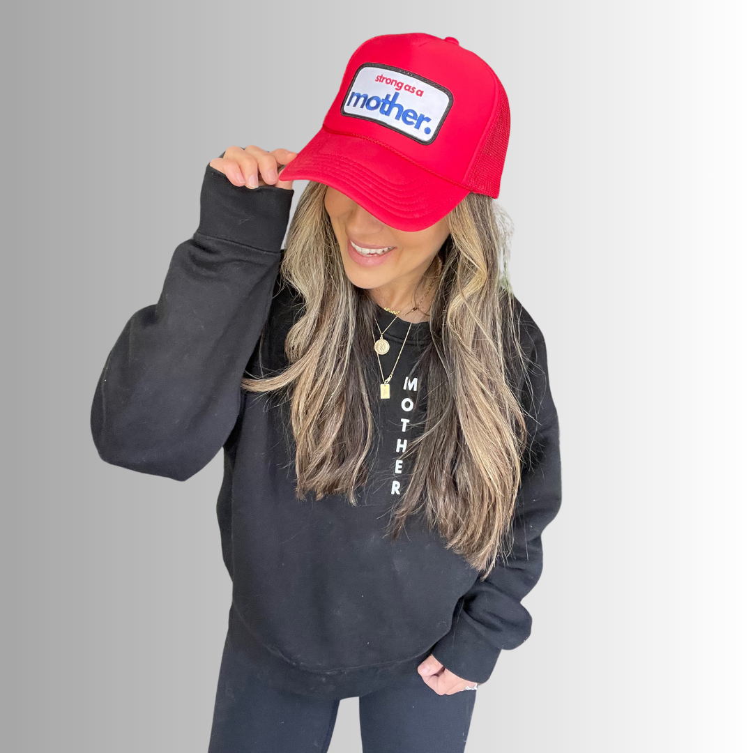 Strong as a mother® Patch Trucker Hat - Red