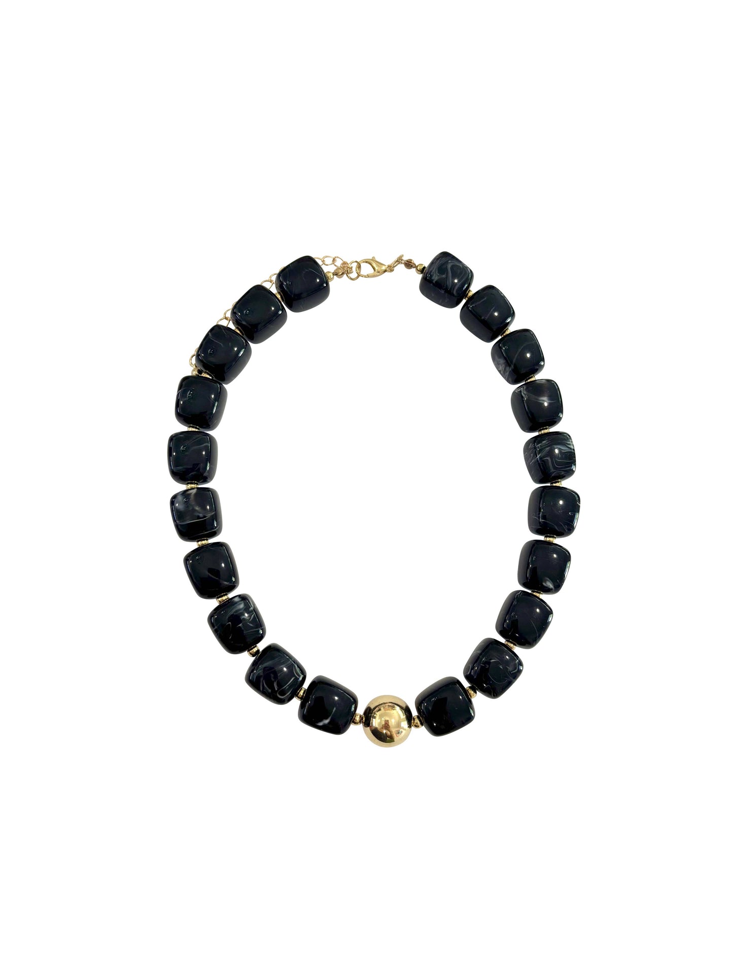 Massey Chunky Beaded Necklace - Black
