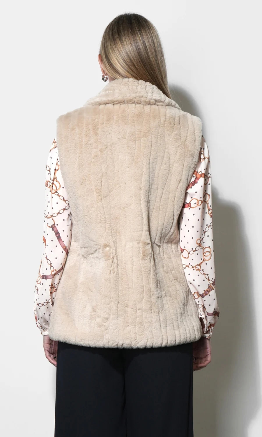 COSETTE FAUX FUR VEST W/ TIE BELT