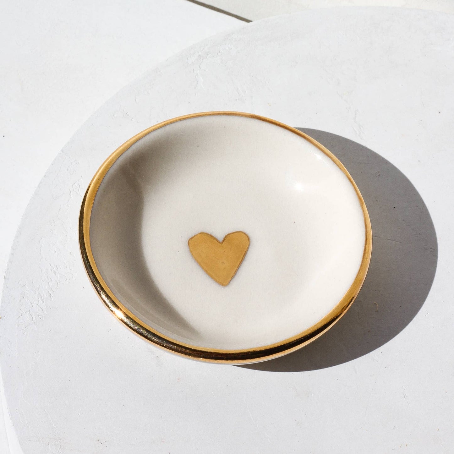 Heart Ring Dish | Handmade Pottery with Gold