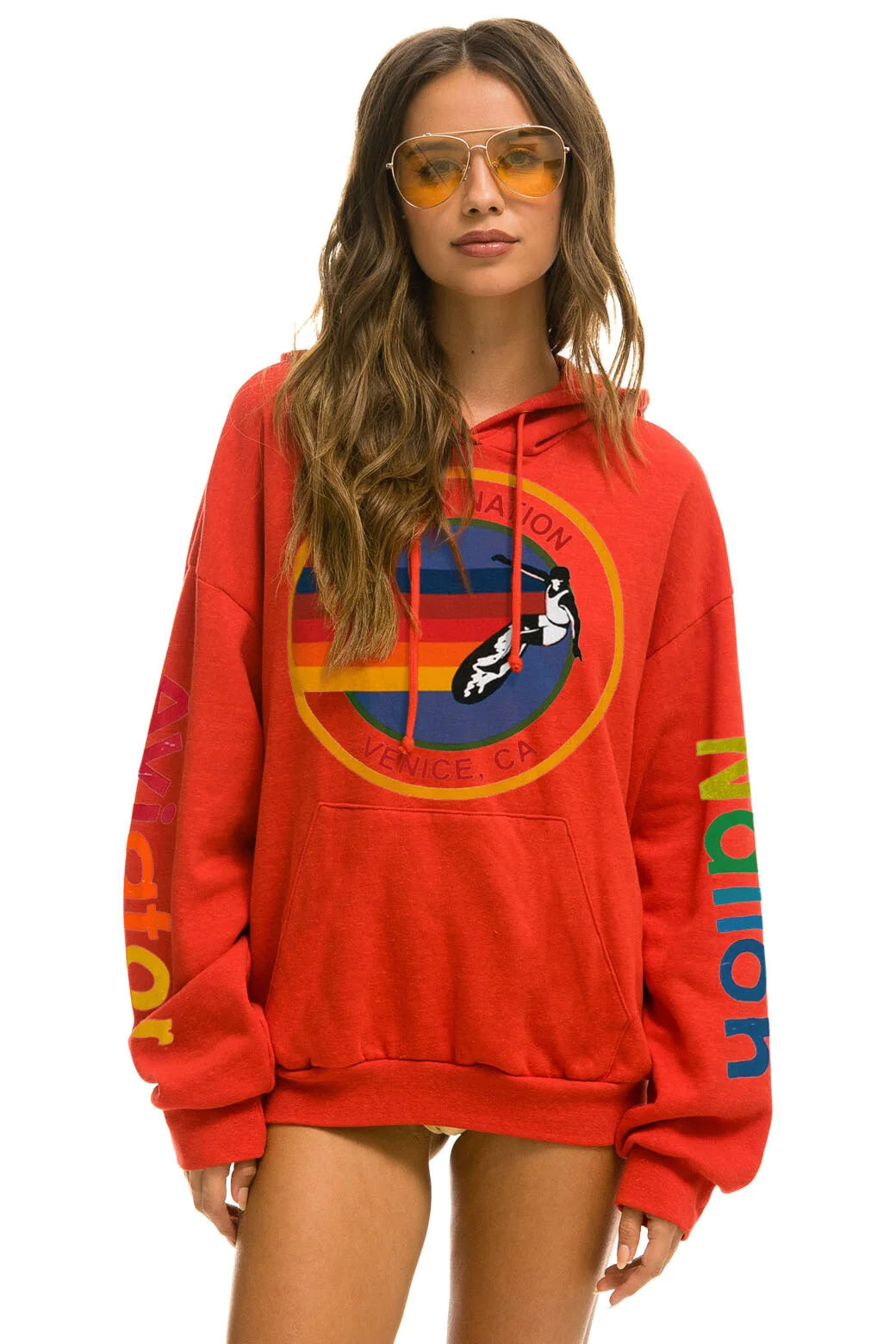 AVIATOR NATION-PULLOVER HOODIE RELAXED-RED
