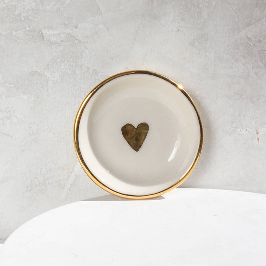 Heart Ring Dish | Handmade Pottery with Gold