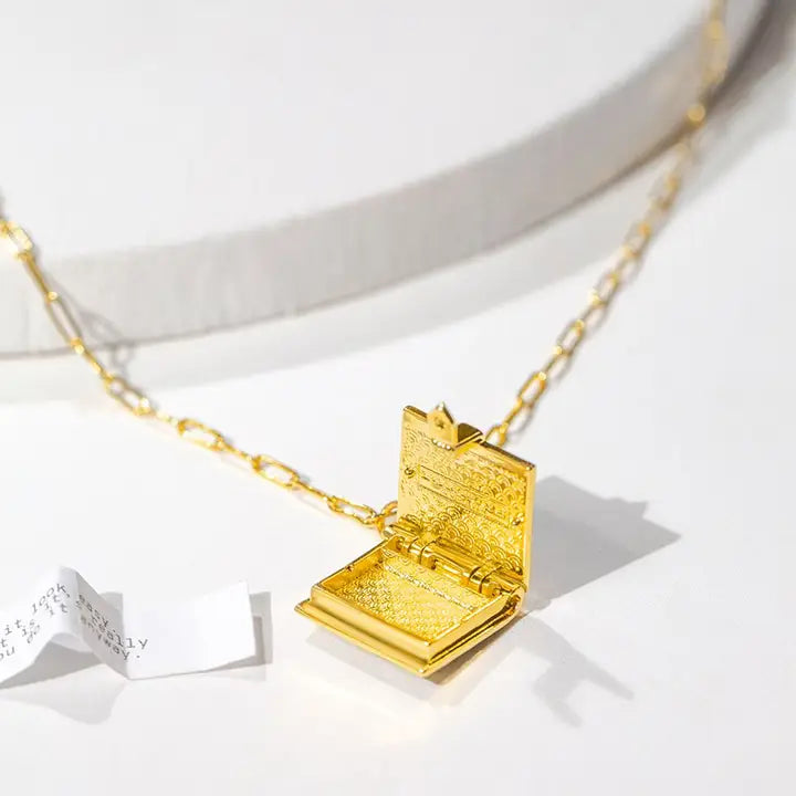 BOOK LOCKET - MOTHER OF PEARL/GOLD