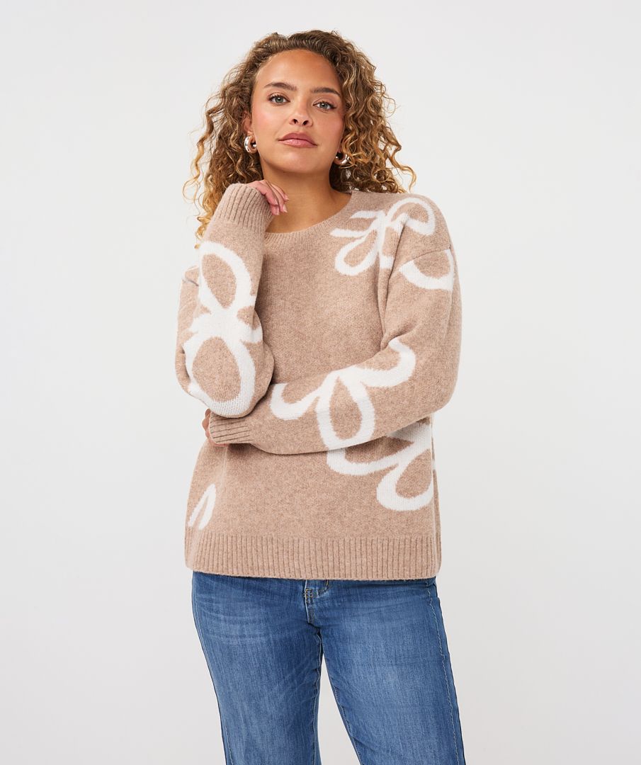 SAND INTARSIA SWEATER MELANGE