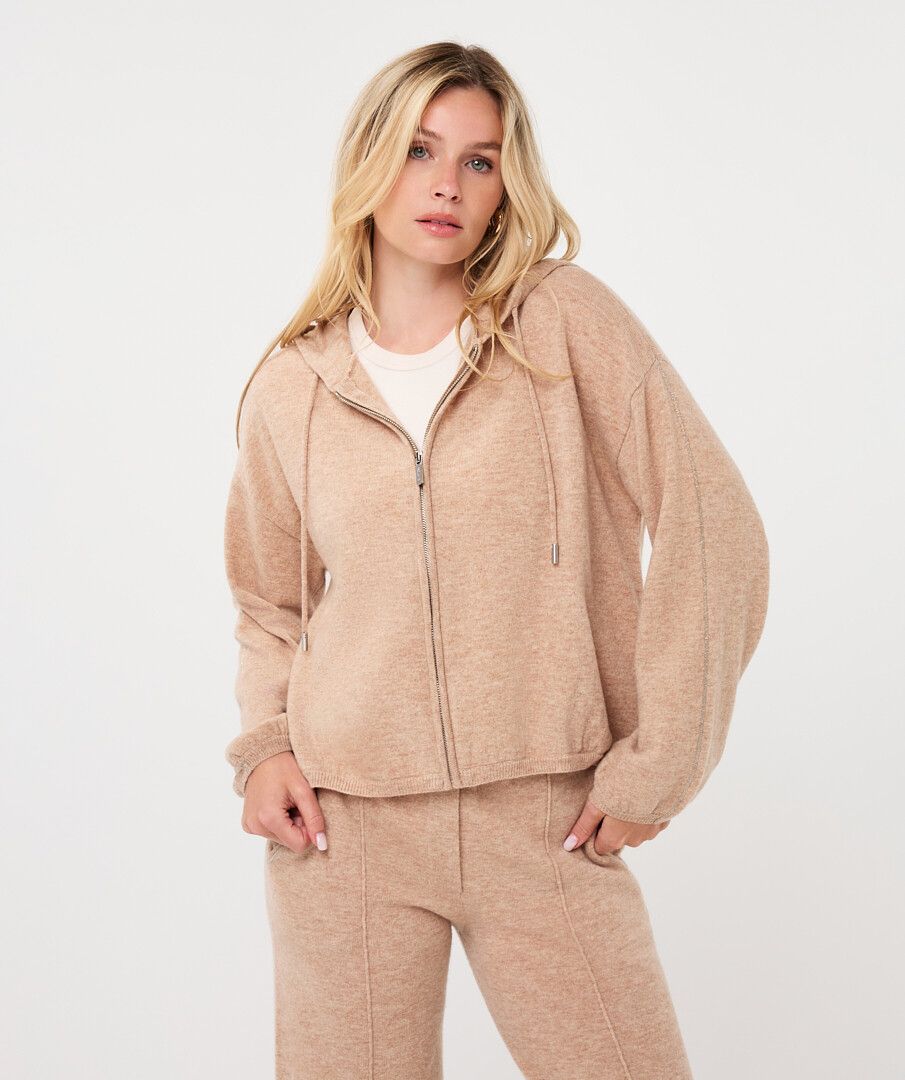 CHAIN KNIT HOODIE - SAND