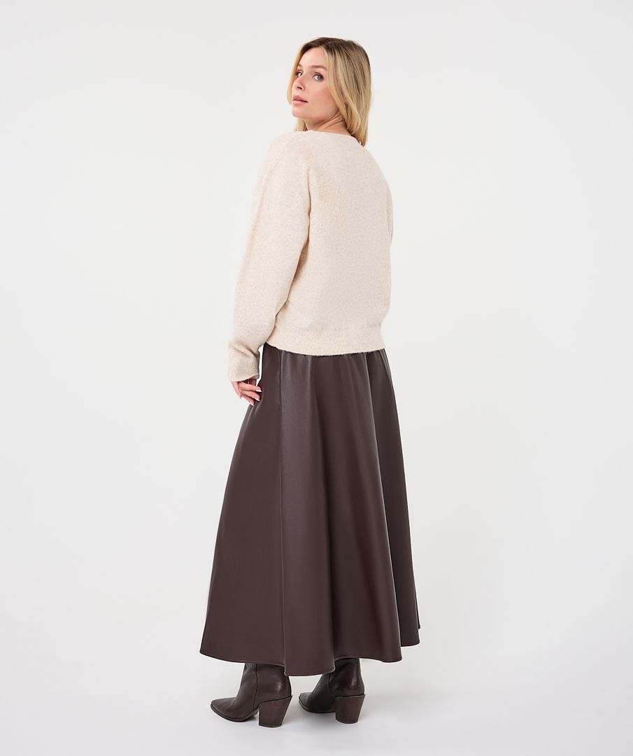 PLEATHER SKIRT - CACAO