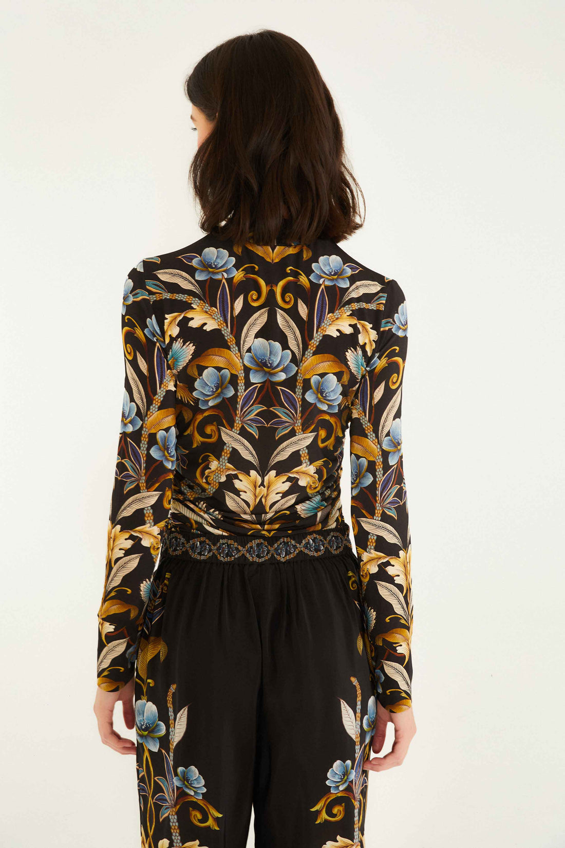 SNAKE GARDEN BLACK JERSEY BLOUSE