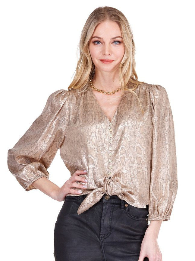 TIE FRONT TOP - GOLD PYTHON