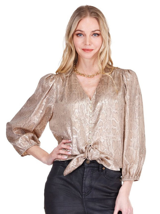TIE FRONT TOP - GOLD PYTHON
