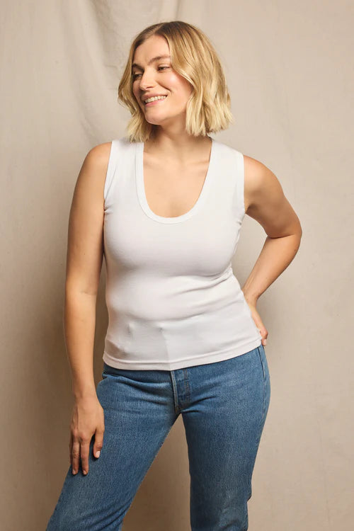 JORDAN RIBBED TANK - WHITE