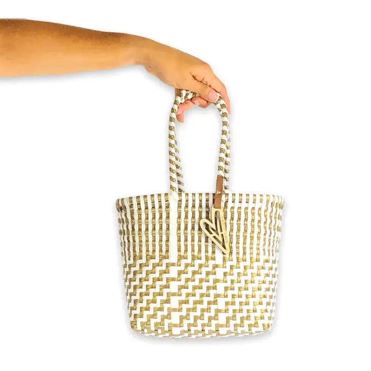 Mini Tote Bag - Gld/White