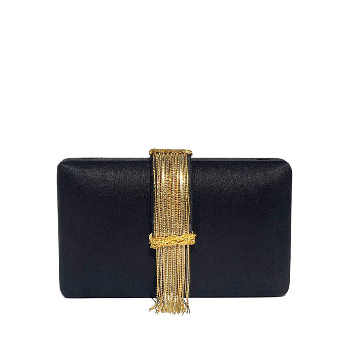 FRINGE CLUTCH - NOIR