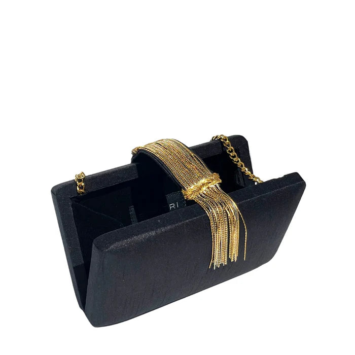 FRINGE CLUTCH - NOIR