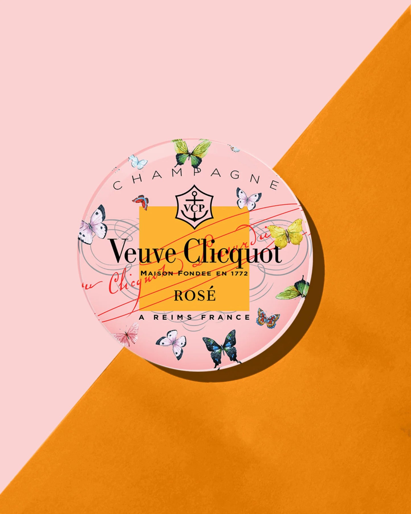 PACK OF 4 COASTERS - BUTTERFLY VEUVE- PINK