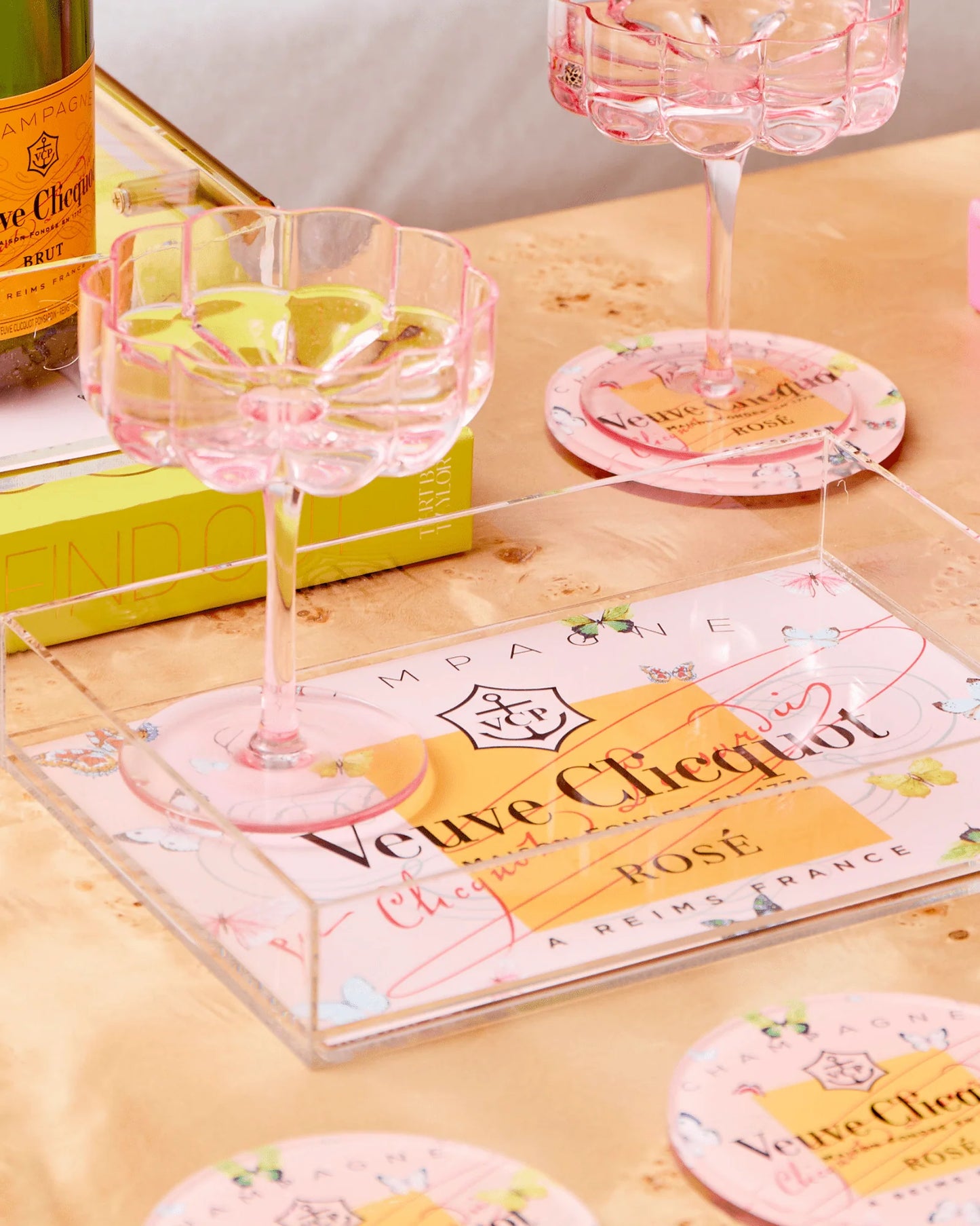 VEUVE TRAY-PINK BUTTERFLY