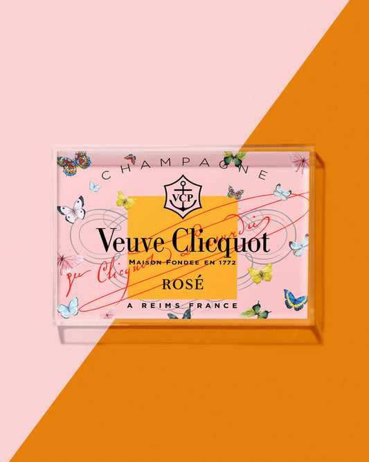 VEUVE TRAY-PINK BUTTERFLY