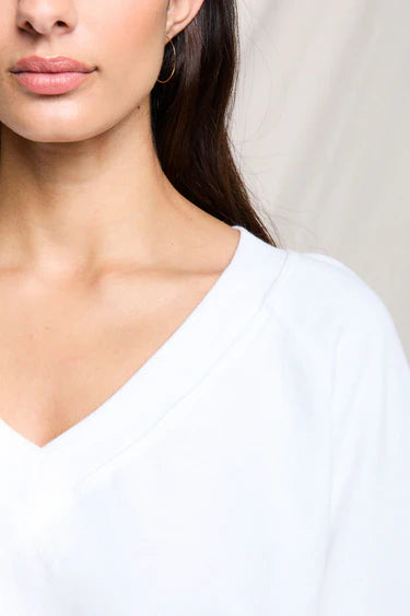 SINEAD V NECK SWEATSHIRT- WHITE