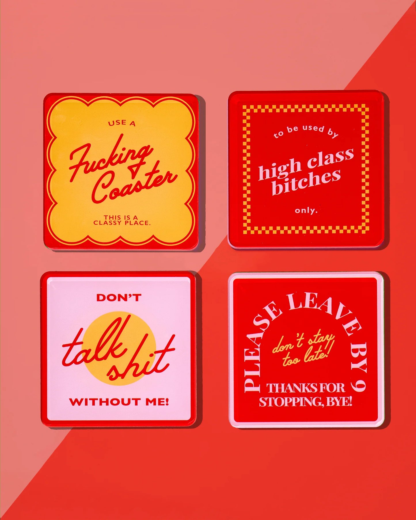 SNARKY RED COASTER- SET OF 4