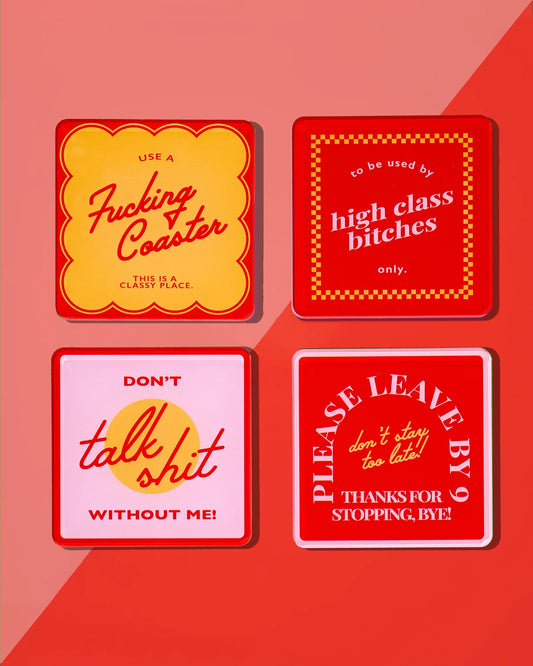 SNARKY RED COASTER- SET OF 4