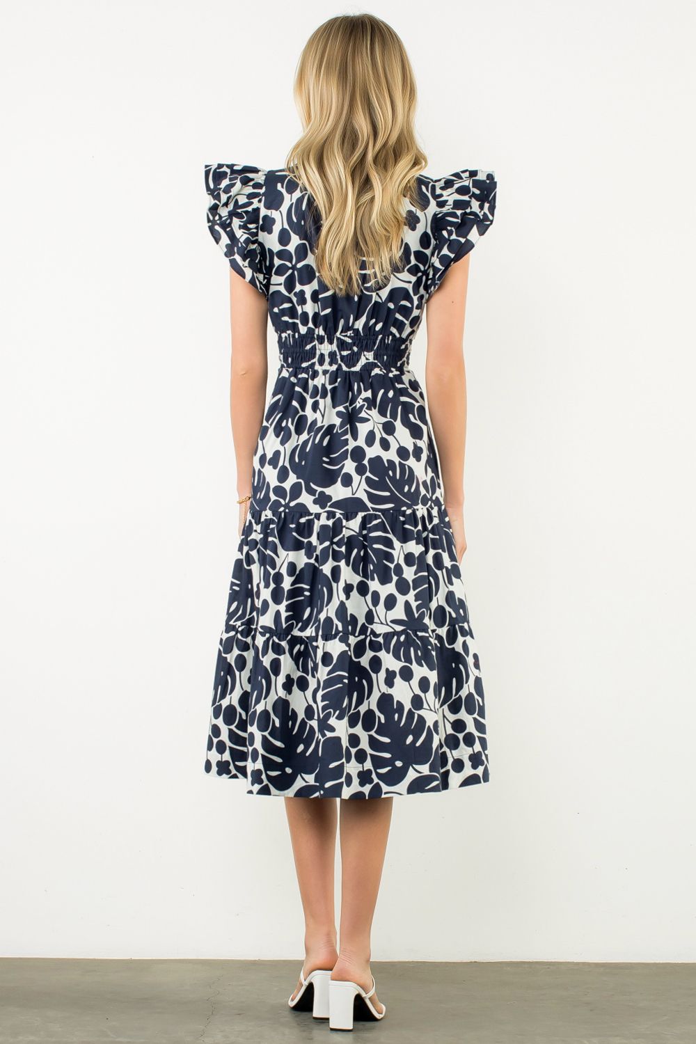 PRINTED MAXI DRESS - NAVY