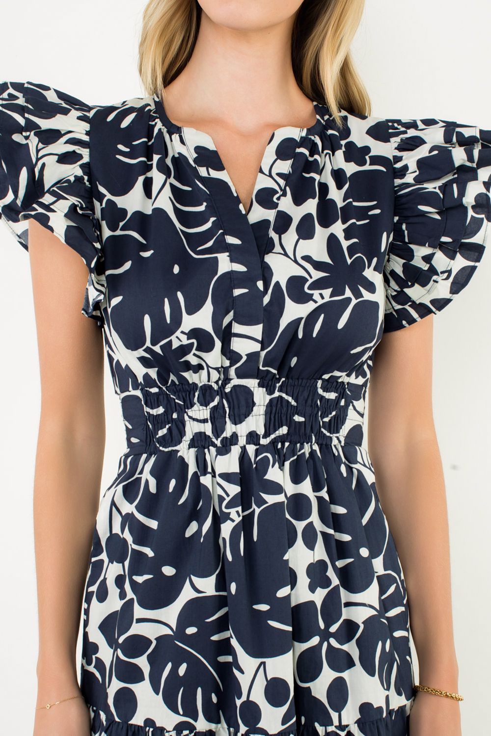 PRINTED MAXI DRESS - NAVY
