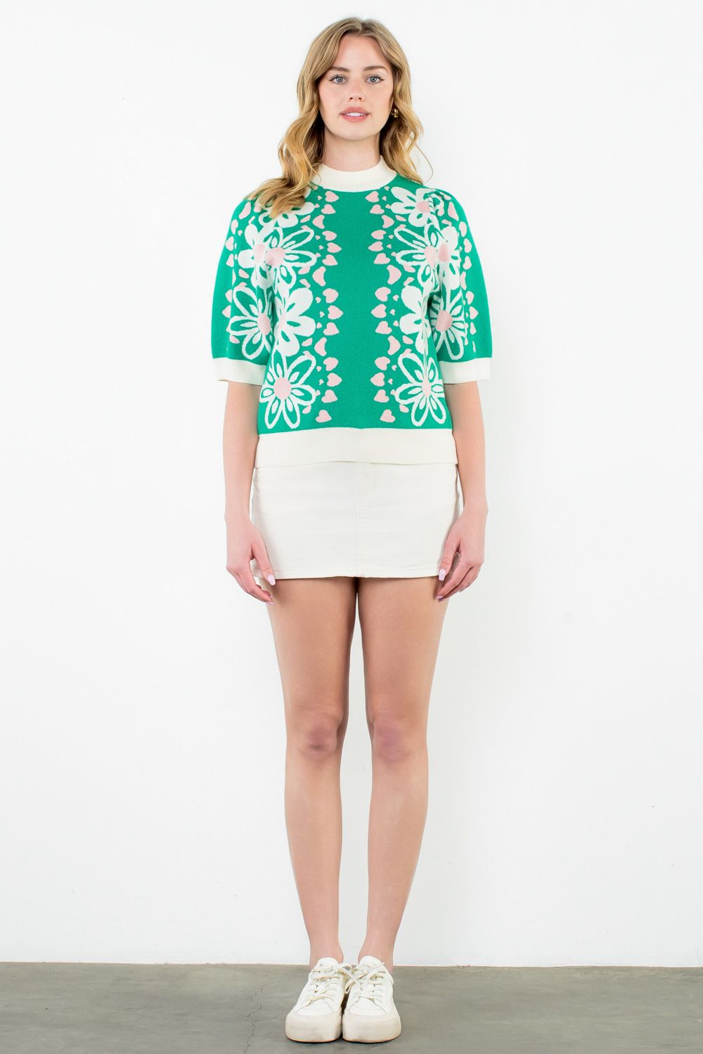 GREEN PRINTED SWEATER
