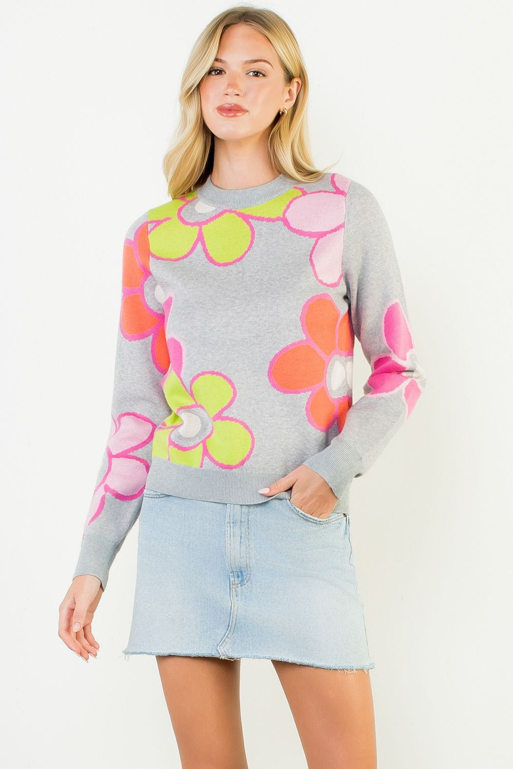 NEON FLOWER KNIT SWEATER