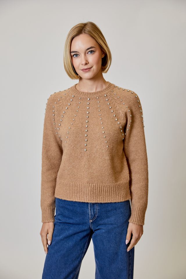 RHINESTONE DETAIL SWEATER