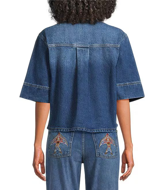 PORCELAIN BIRDS DENIM SHIRT