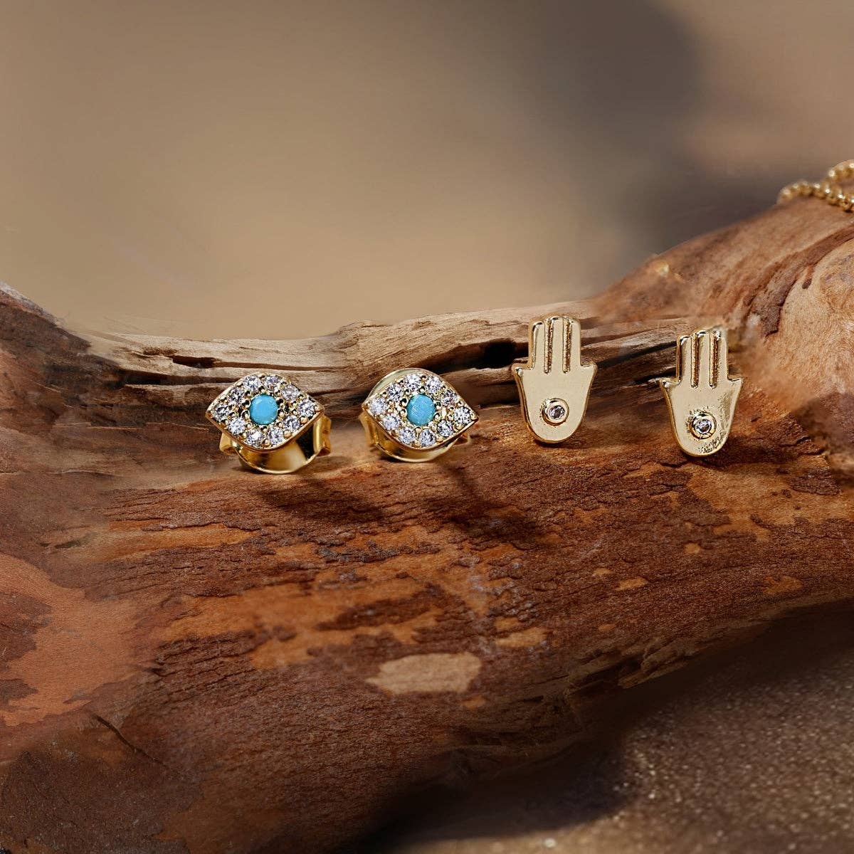 CZ Evil Eye Studs on Velvet Tag