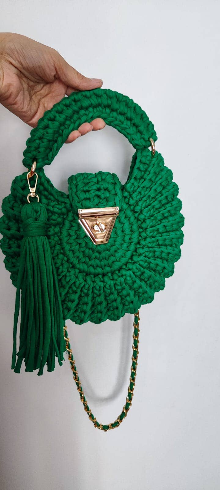 ROUND WOVEN BAG - GREEN