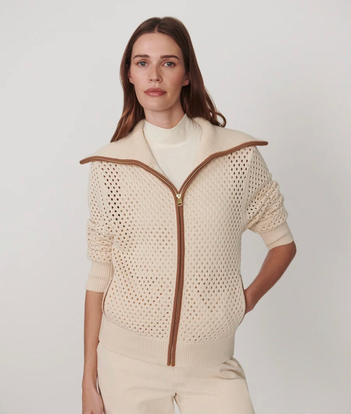 PAULA ZIP THROUGH KNIT JACKET