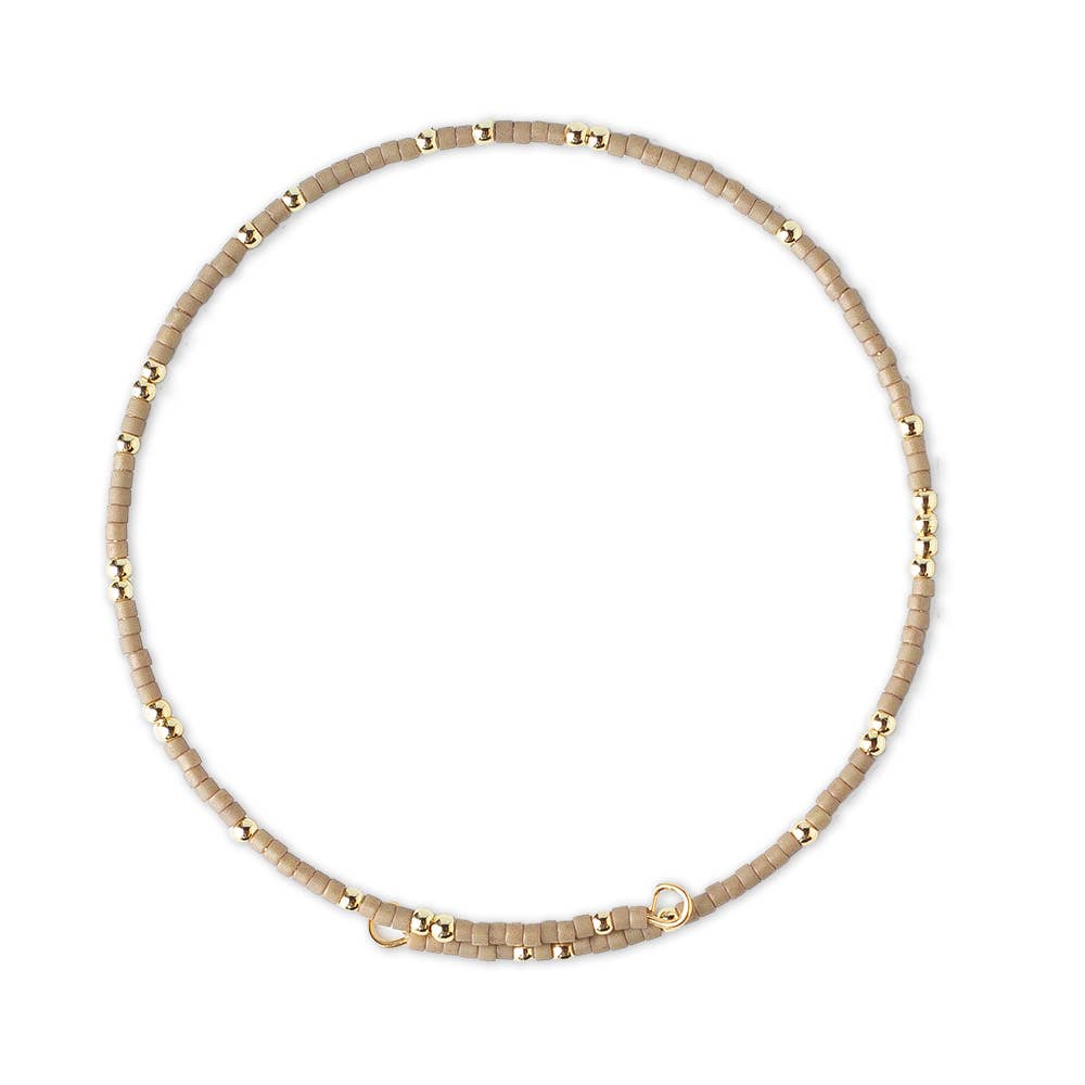 Confetti Beaded Bangle-Mocha, Adjustable Stackable Bracelets