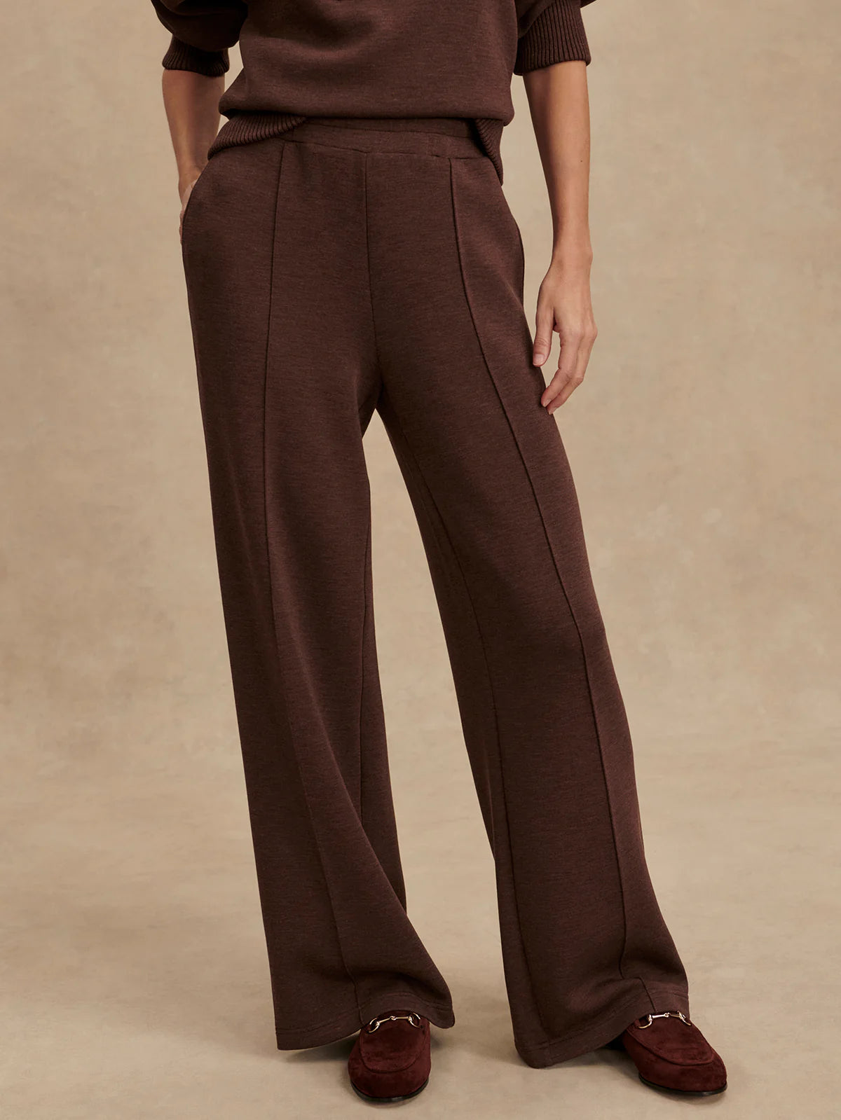 THE WIDE LEG PANT 28" - COFFEE BEAN MARL
