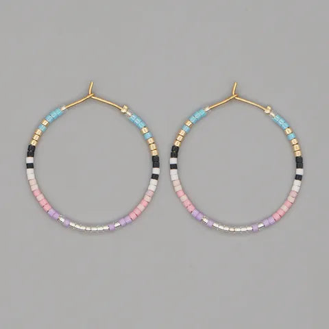 Geometric Seed Bead Hoop Earrings