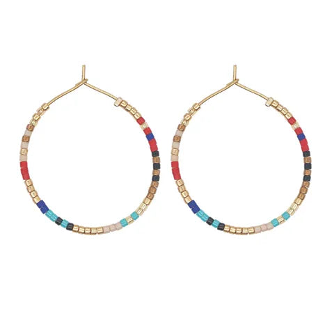 Geometric Seed Bead Hoop Earrings