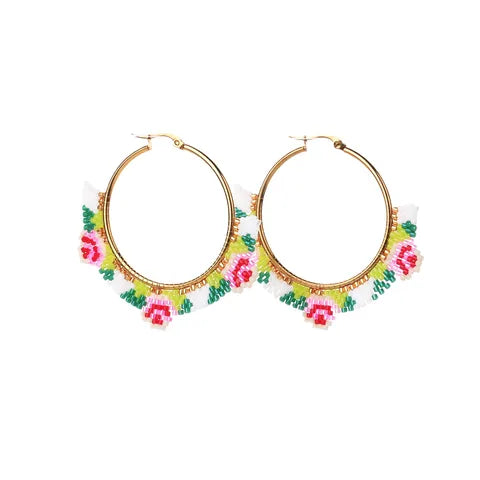 BEADED HOOP EARRING