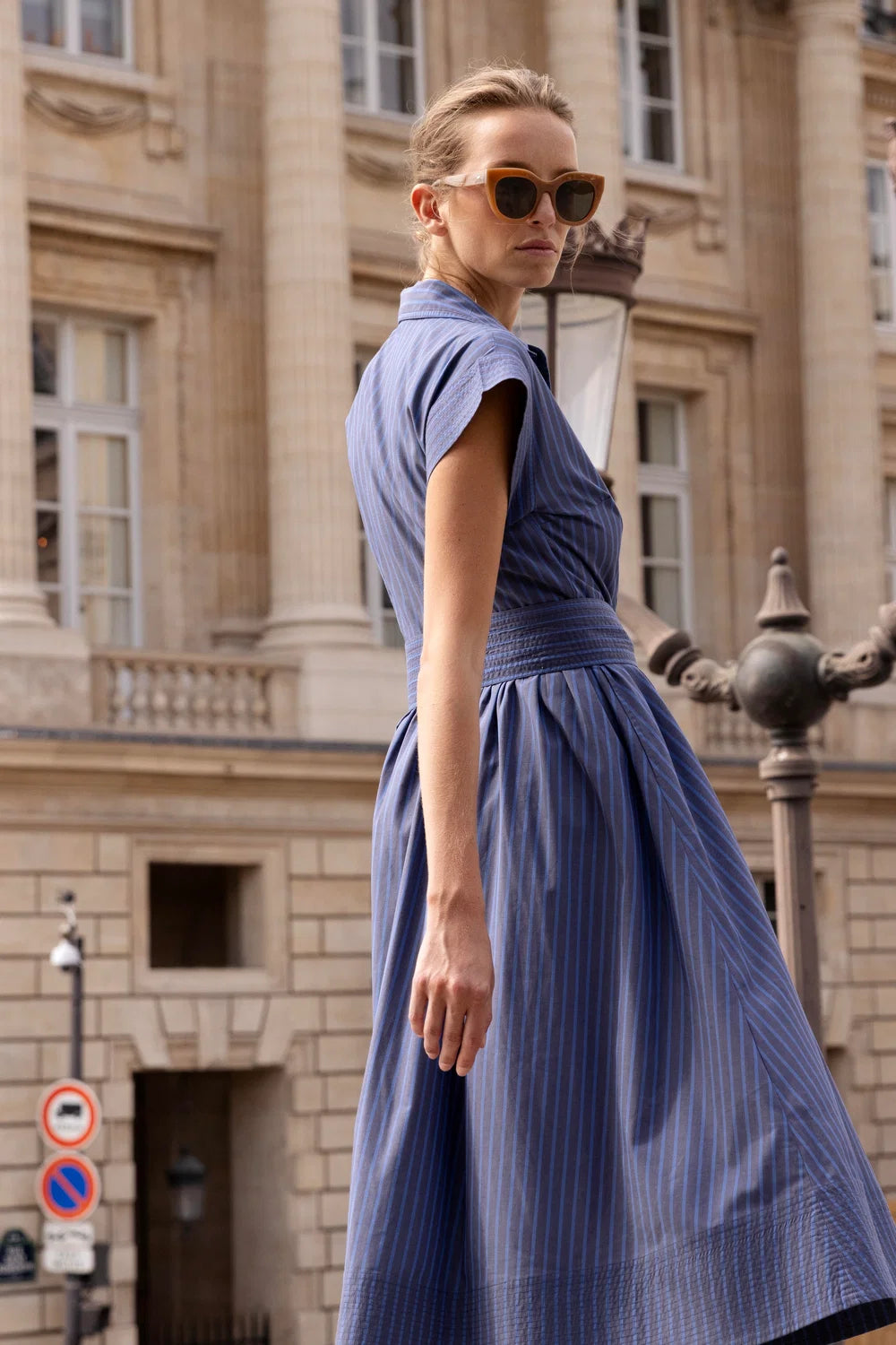 MORGAN BELTED SHIRT DRESS - BLUE