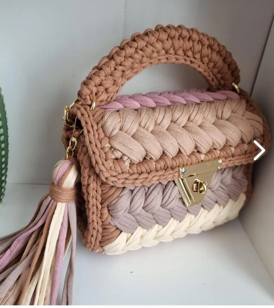 HANDMADE CROCHET BAG - BROWN TONES
