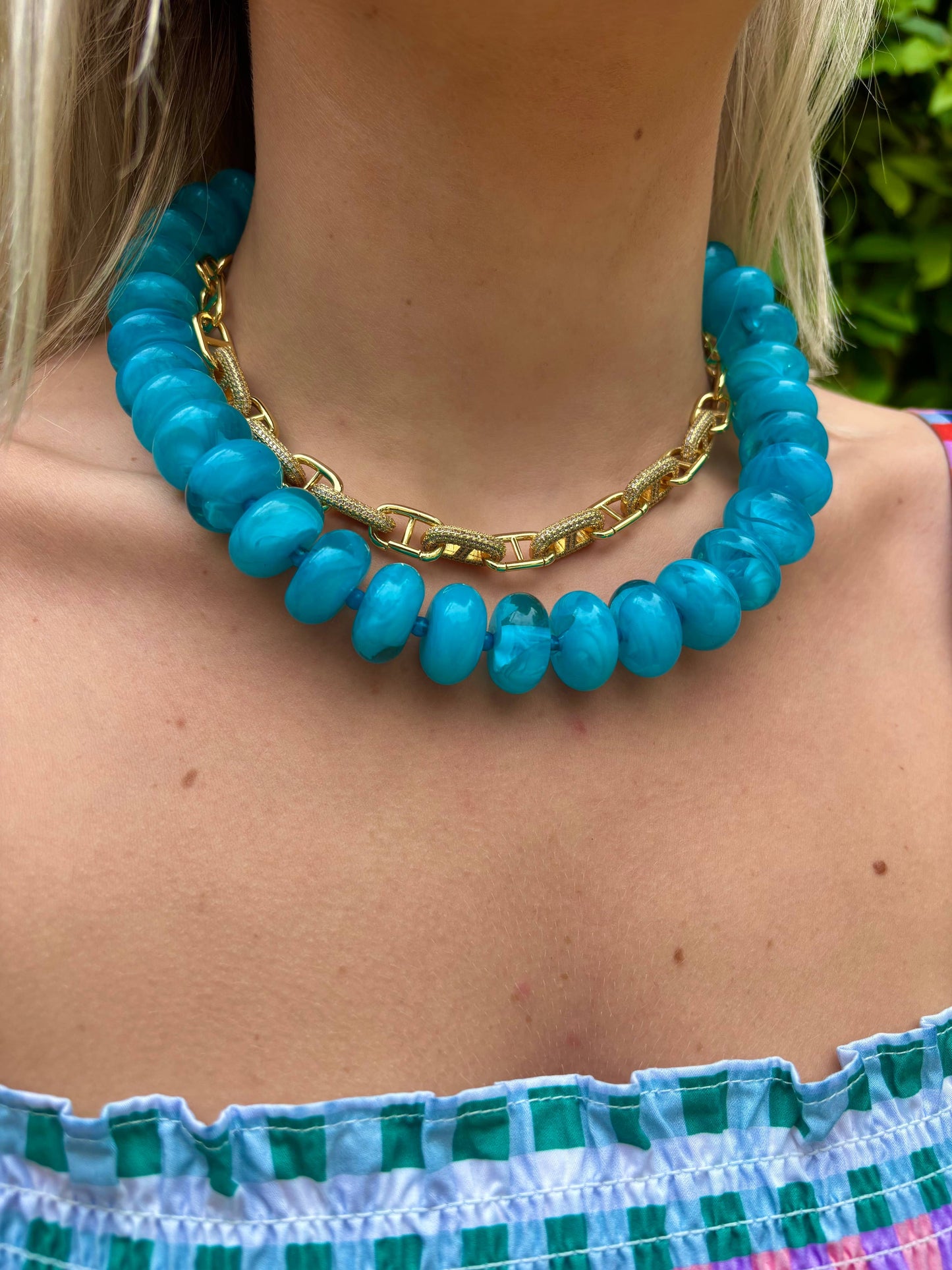 Bailey Chunky Beaded Necklace- Tortoise